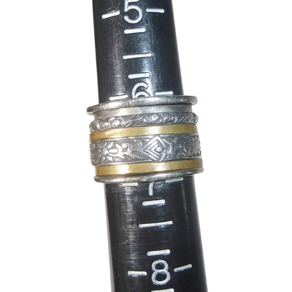 Silpada R2293 Sterling Silver Brass Twirl Spinner Ring Size 6 .925 Floral - Picture 4 of 5